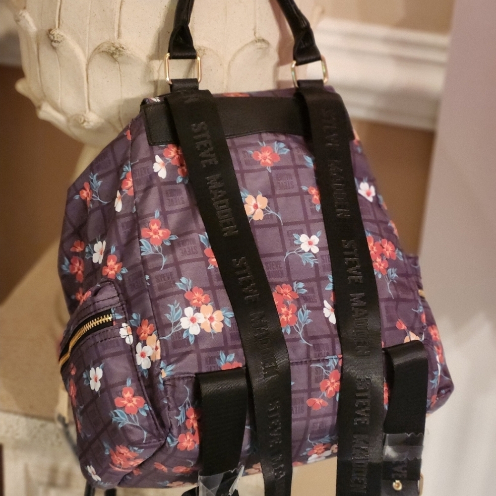 NWT ❗️ Steve Madden black multicolor floral bsolly backpack large travel orginaz - Picture 4 of 11